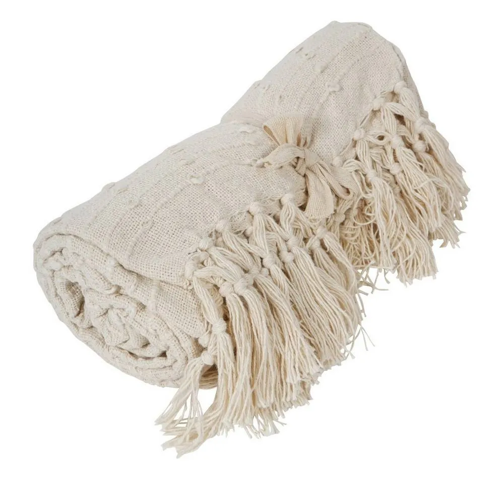 The Libra Company Jette Throw - Cotton - L125 x W150 x H1 cm - Cream