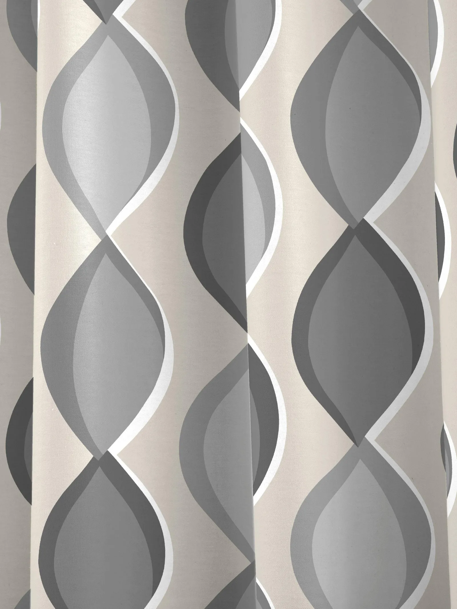Fusion 'Lennox' Modern Geo Print Eyelet Curtains in Grey 3