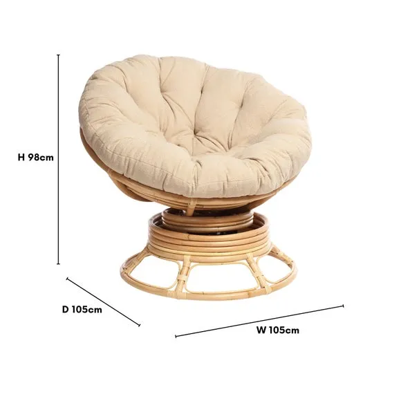 Desser Papasan Rattan Rocking Chair with Boucle Cushion 6