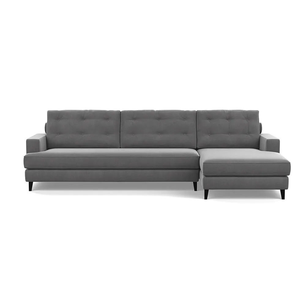 Heal's Mistral Right Hand Facing Corner Sofa Smart Velvet Mercury Black Feet 1