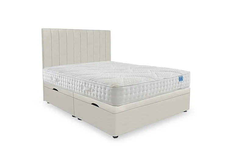 Luxury Firm Side Lift Ottoman Divan Set - King Size - Plush Ecru