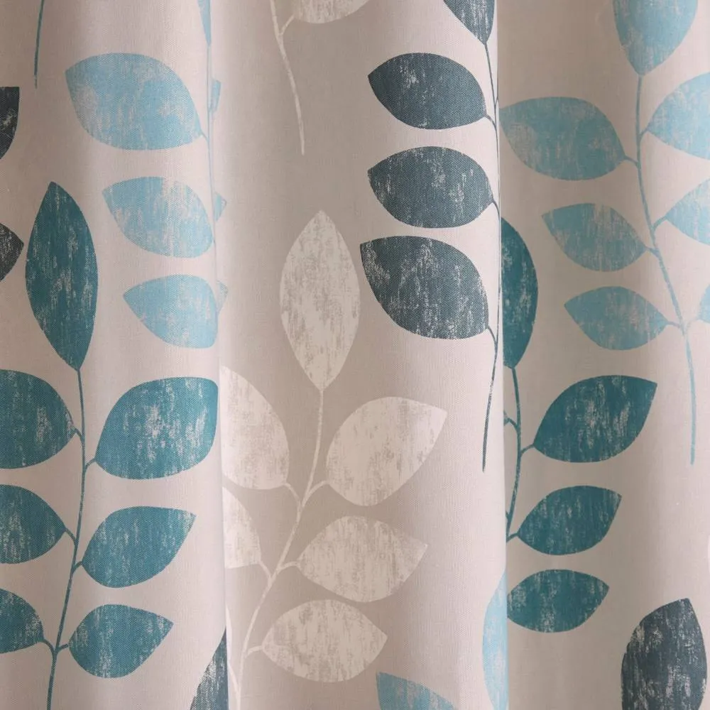 Portfolio Home Springfield Leaf Fully Lined Eyelet Curtain Set in Light Blue 3