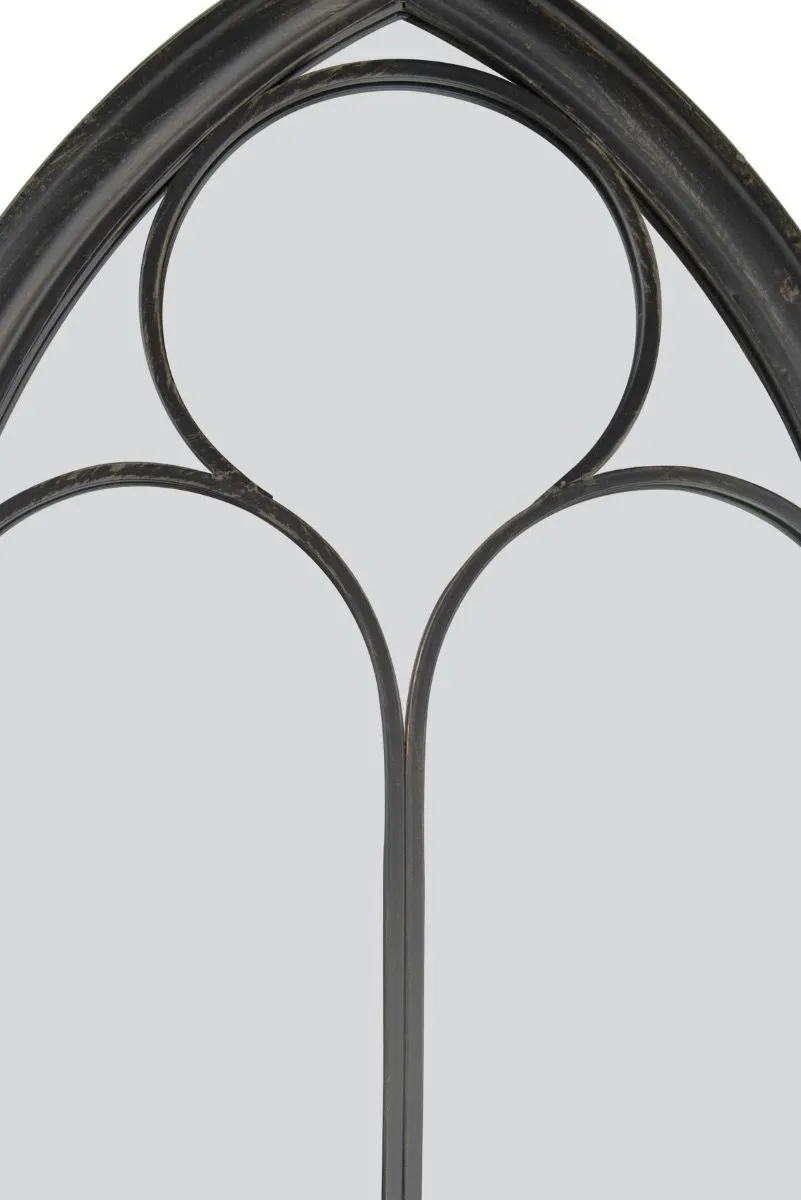 MirrorOutlet Rustic Black Metal Chapel Arched Wall Mirror 44" X 24" (111CM X 61CM) 5
