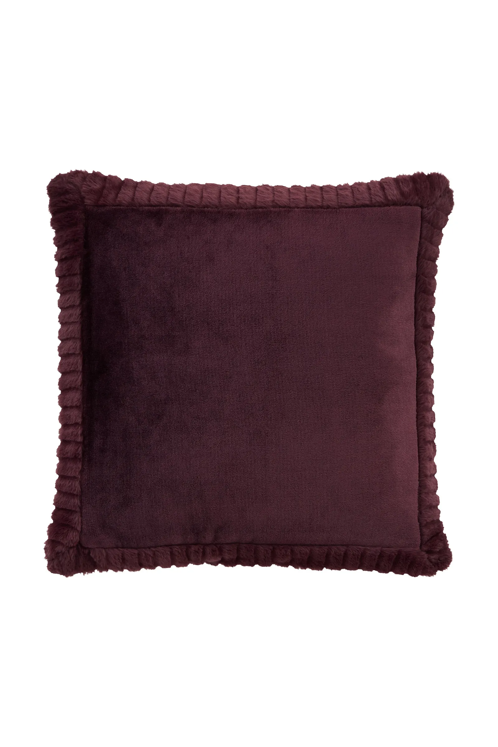 Catherine Lansfield 'Velvet & Faux Fur' 55x55cm Cushion in Plum 5