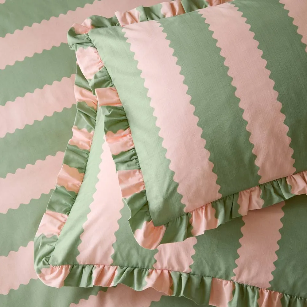 Wylder Birdie Stripe Ruffle Pillowcase Pair 1