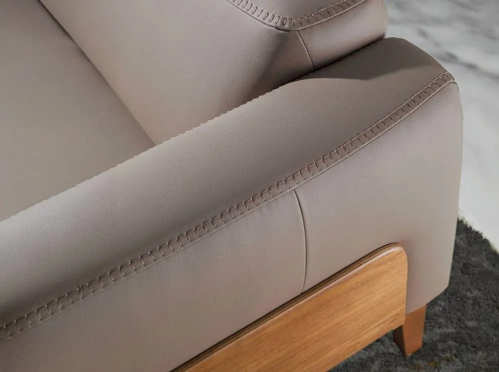 Angel Cerda Mink Cowhide Leather 2-Seater Sofa with Walnut Legs in Taupe 5