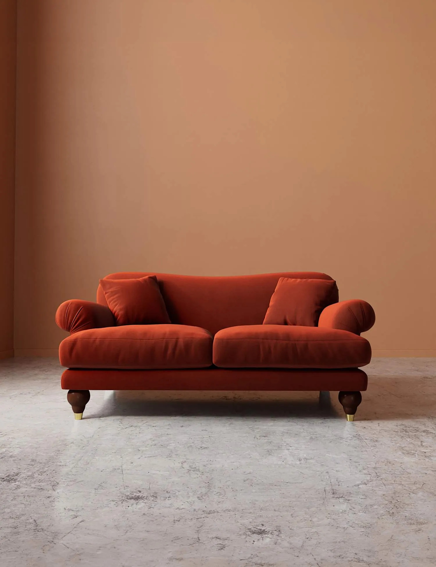 Swoon Willows Crushed Velvet 2 Seater Sofa Dark Orange