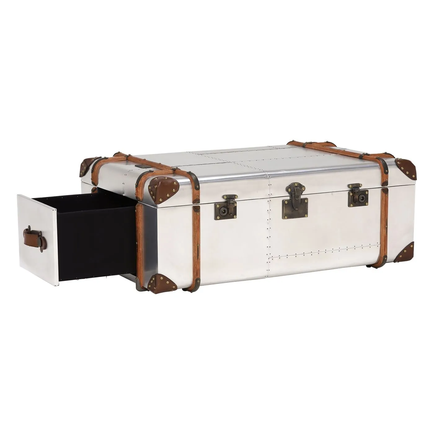 Timothy Oulton Globetrekker Coffee Table Large, Silver Metal | Barker & Stonehouse 3