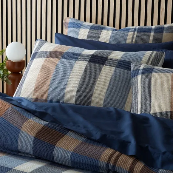 Molton Waffle Check Polycotton Standard Pillowcase Pair