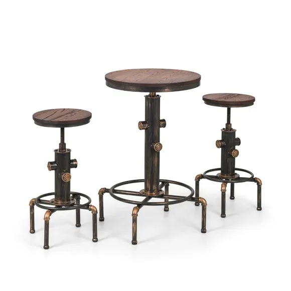 Rockport Pipework 4 Seater Round Bar Table 6