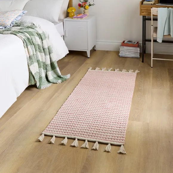 Cotton Linear Pink Scatter Rug