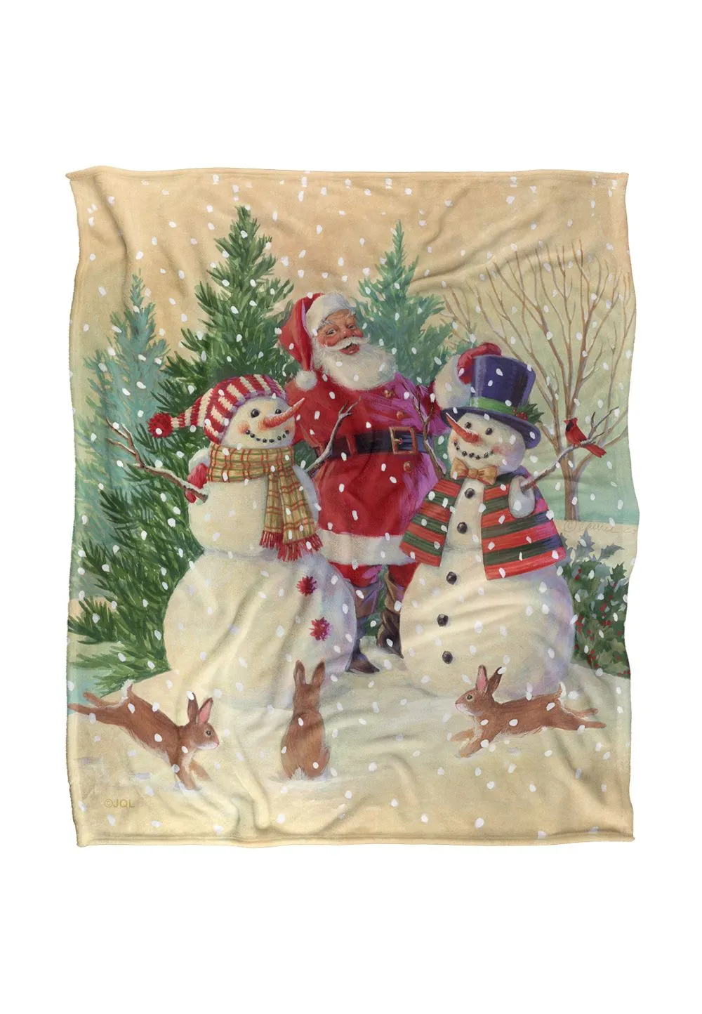 JQ Licensing Lc Santa & Snowmen Christmas Friends Silky Touch Super Soft Throw Blanket 152 X 127 cm in White