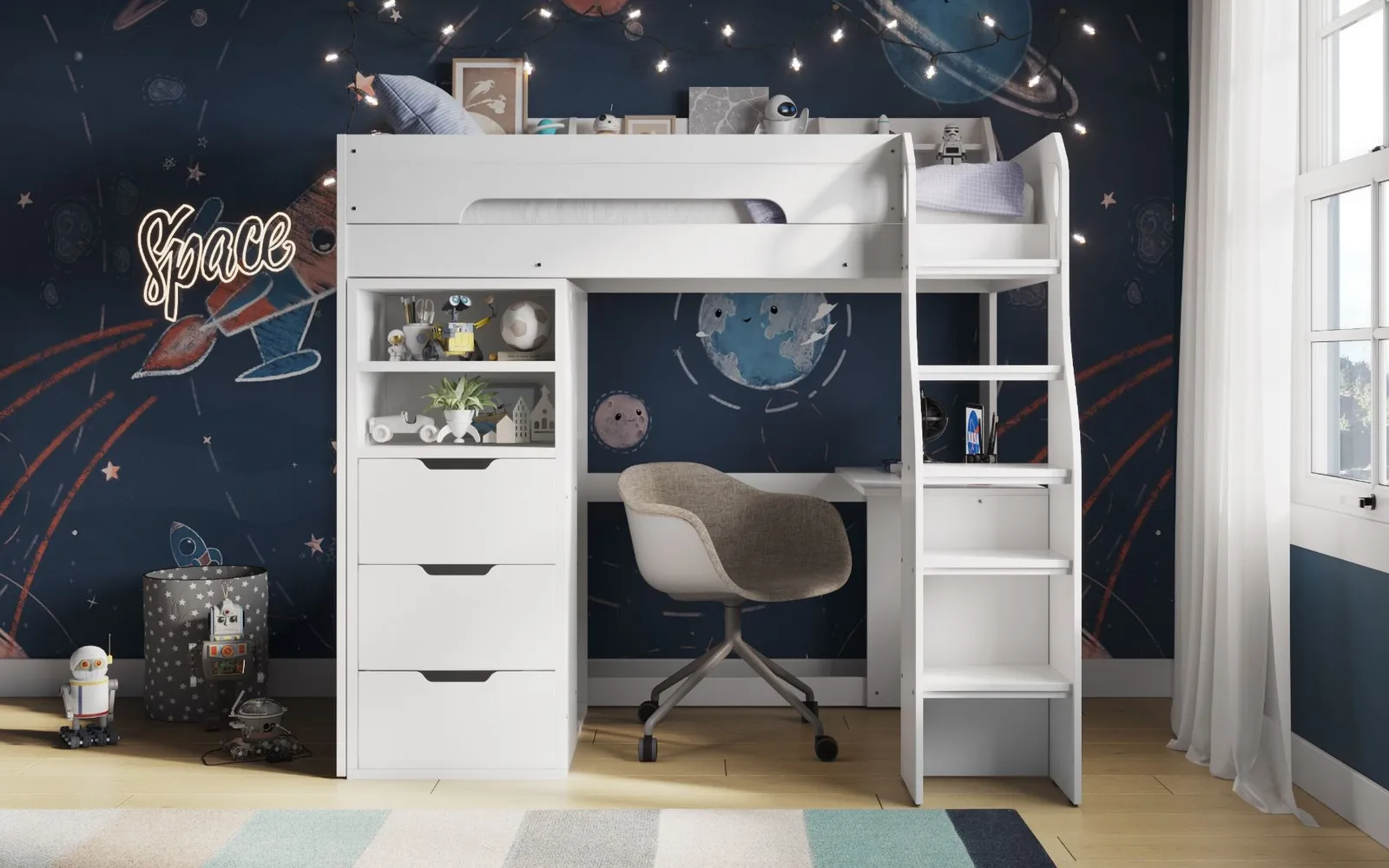 Flair Cosmic Storage Sleeper Bed in White 3