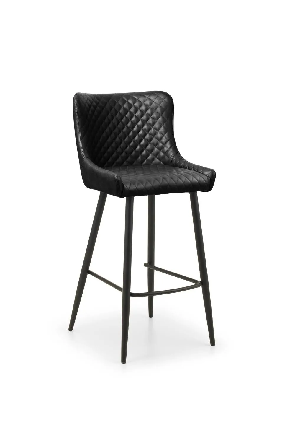 Julian Bowen Luxe Diamond Quilted Upholstered Bar Stool (Set of 2) in Black 3