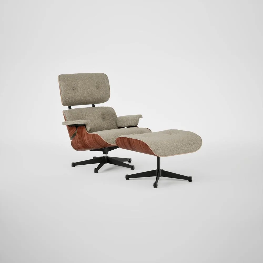 Vitra Eames Lounge Chair & Ottoman Santos Palisander Cont. Nubia 04 Bamboo Terra Polished Black Base 04 1