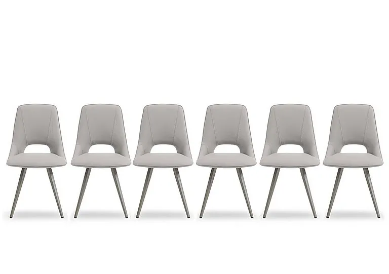 Matera Set of 6 Faux Leather Dining Chairs with Taupe Legs