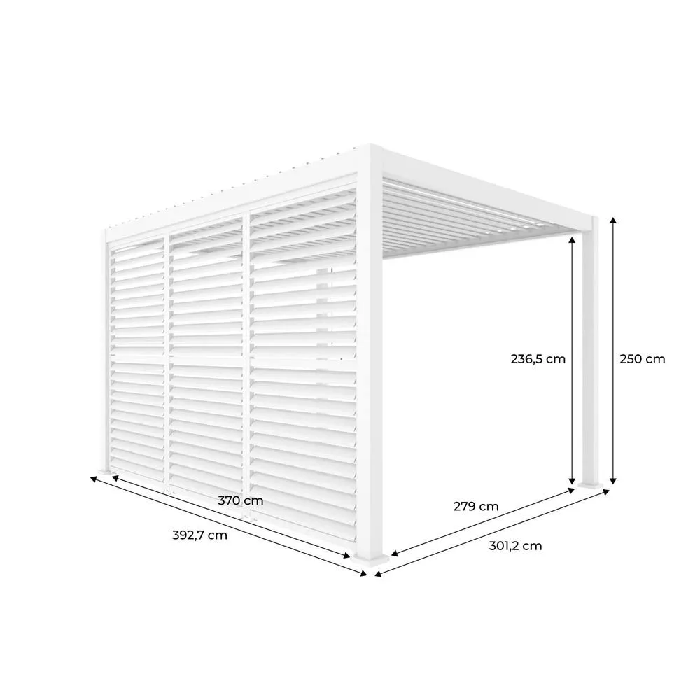 sweeek Louvered pergola 4x3m & 3 adjustable slat louvers 130cm in White 5