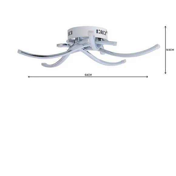 Layla 5 Light Integrated LED Chrome Flush Ceiling Light 5