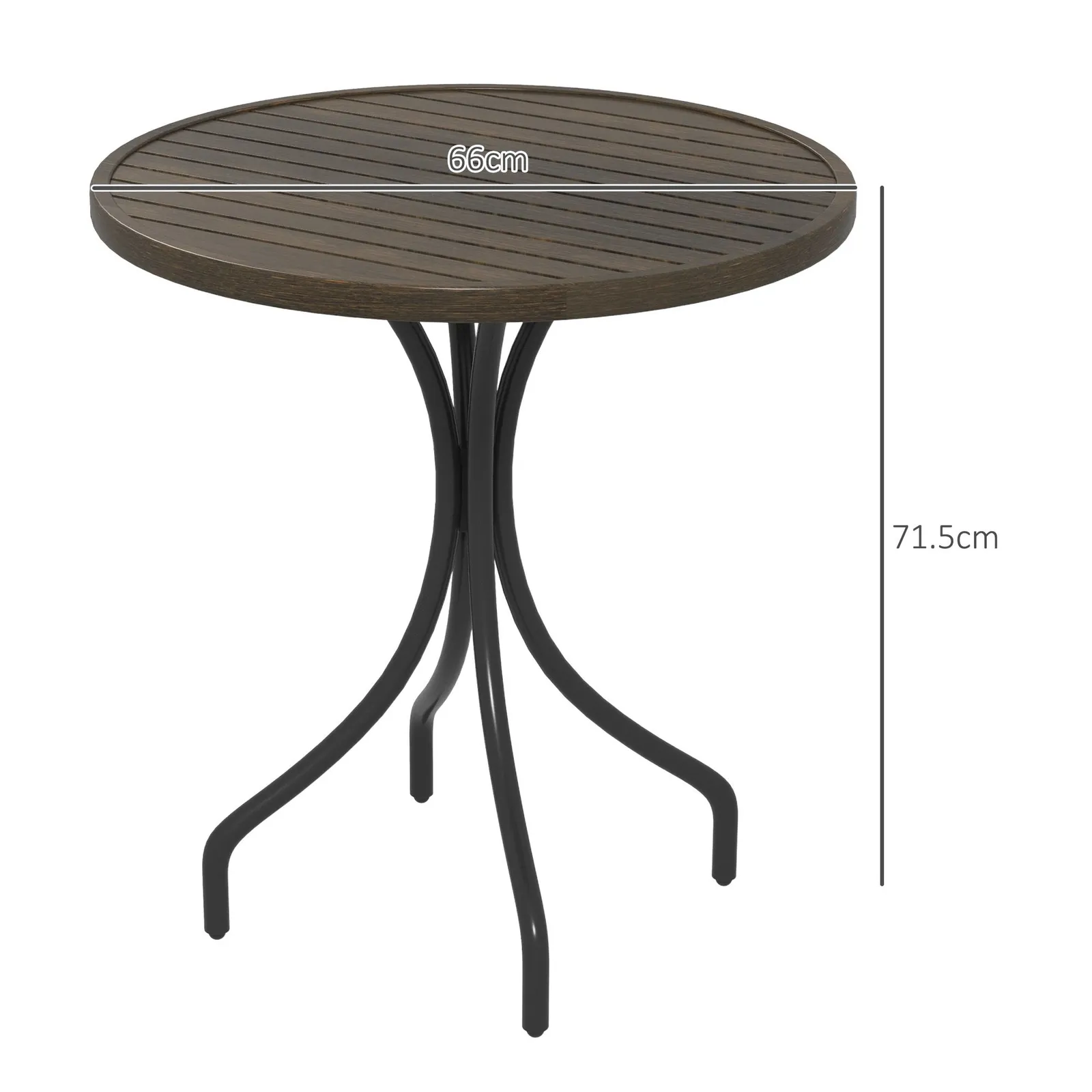 OUTSUNNY Round Garden Table Outdoor Side Table with Steel Frame Brown 3