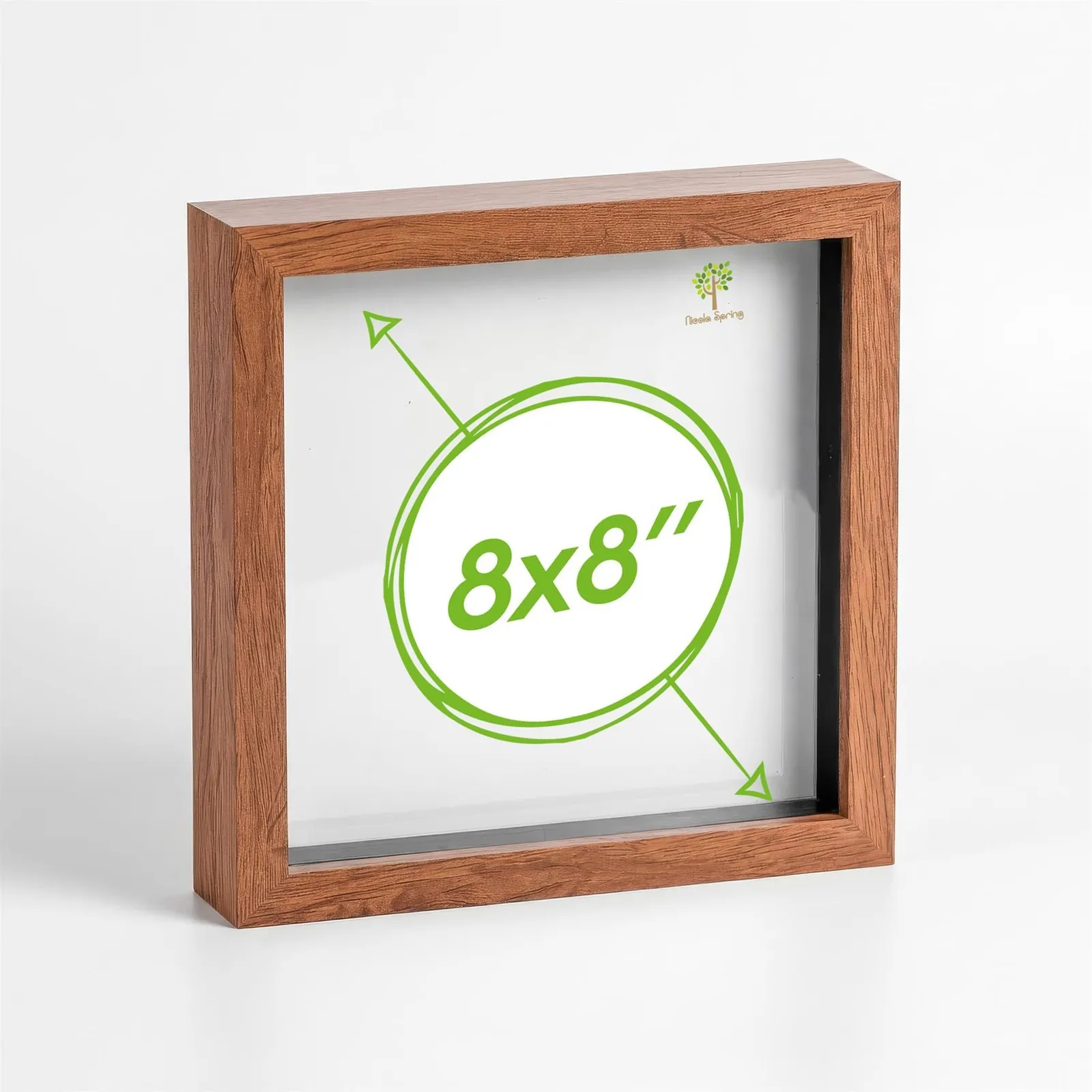 Nicola Spring 3D Box Photo Frame - 8 x 8" - Pack of 1 in Dark Brown
