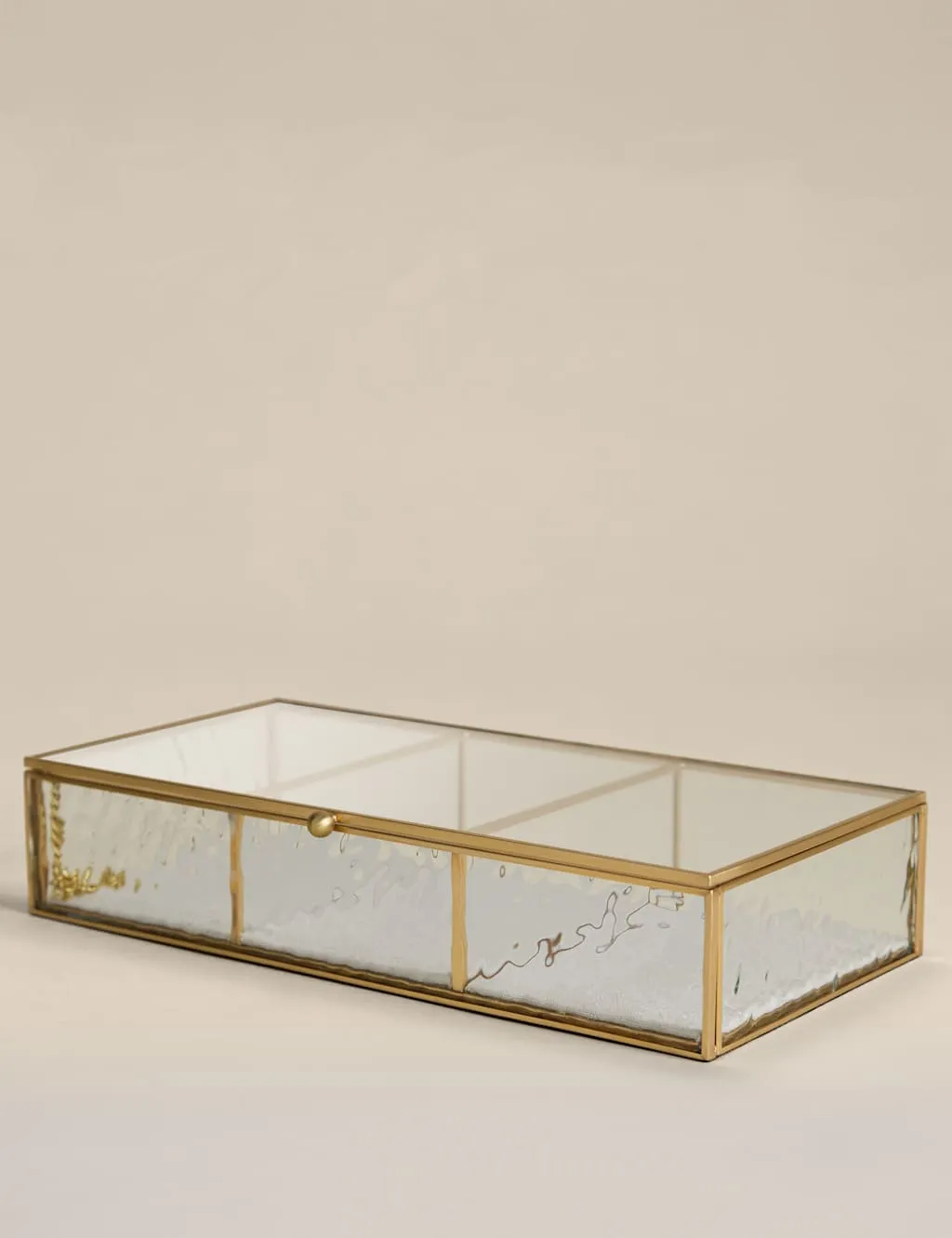 M&S Mottled Glass Trinket Box Antique Brass