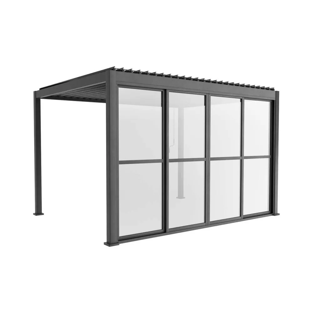 sweeek Sliding door aluminium 4m for Triomphe pergola in Dark Grey 4