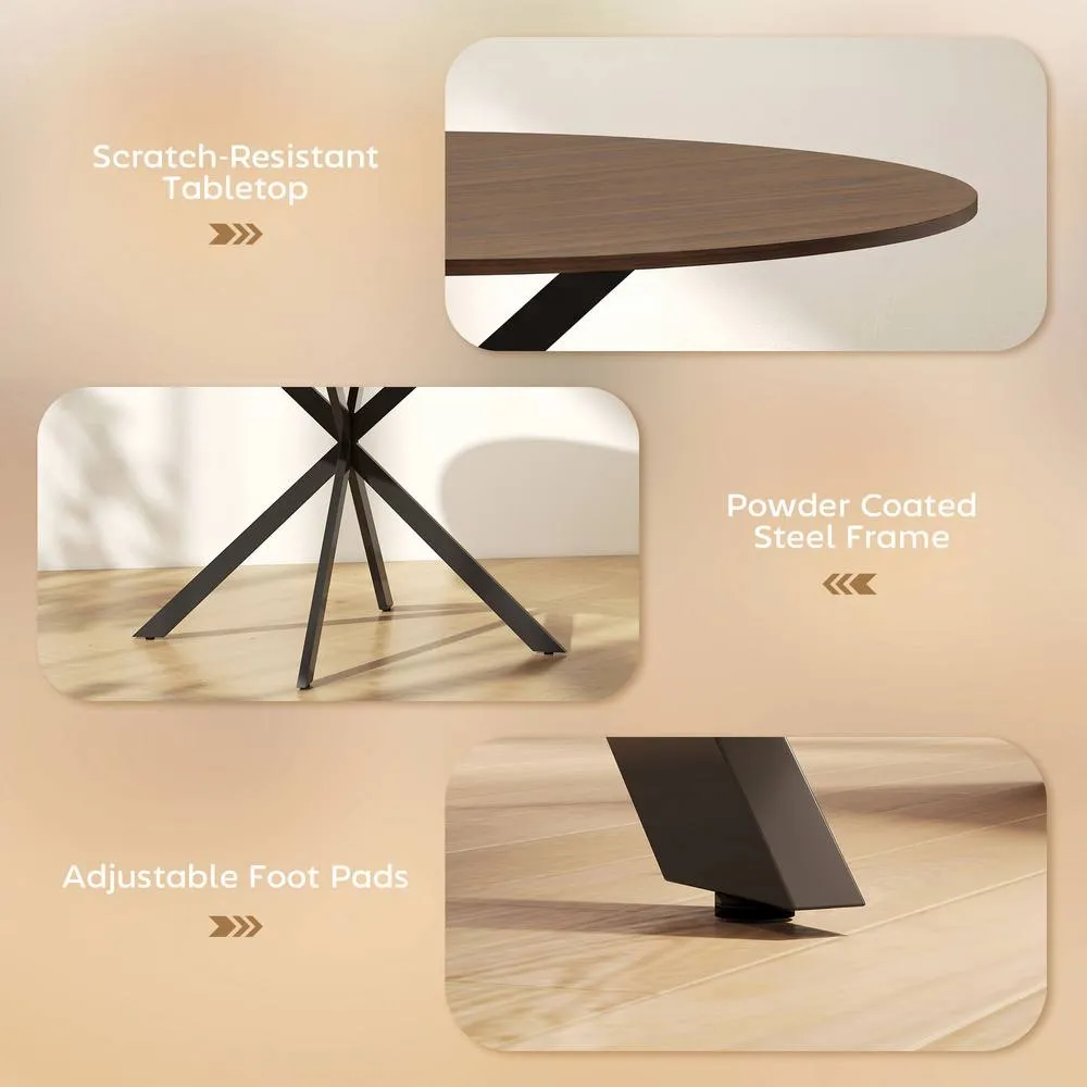 HOMCOM 120 cm Dining Table for 4, Industrial Kitchen Table with Steel Legs in Brown 6