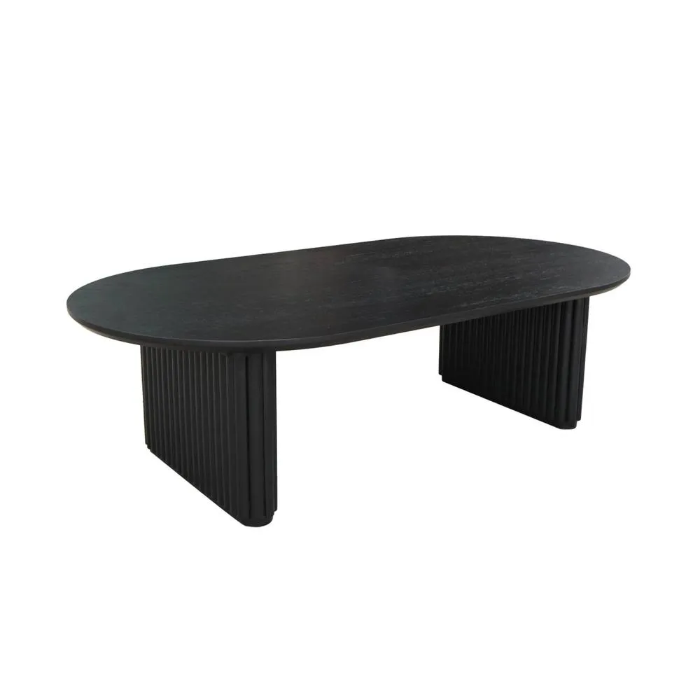 sweeek Oval coffee table Rubberwood oak veneer in Black 2