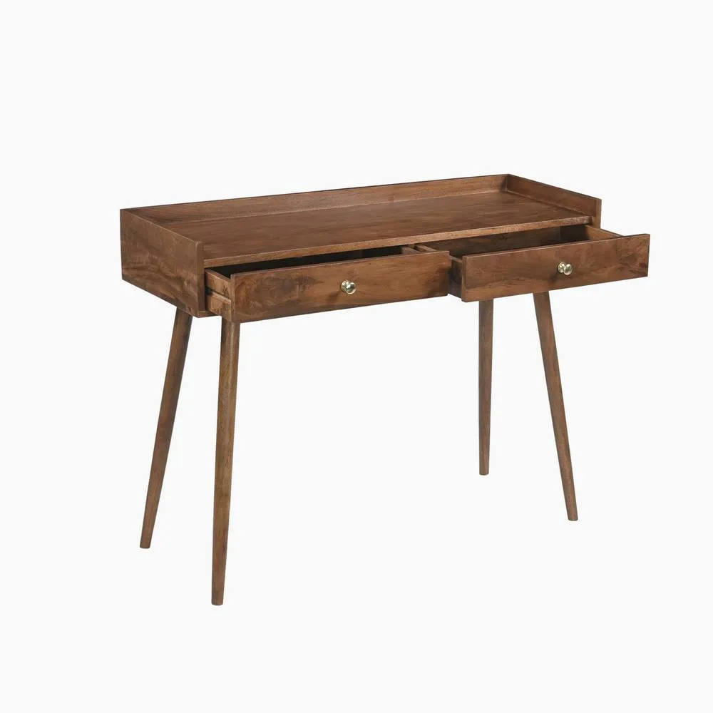 FurnitureboxUK Vinson Rectangle Walnut Wood 2 Drawer Console Table 5