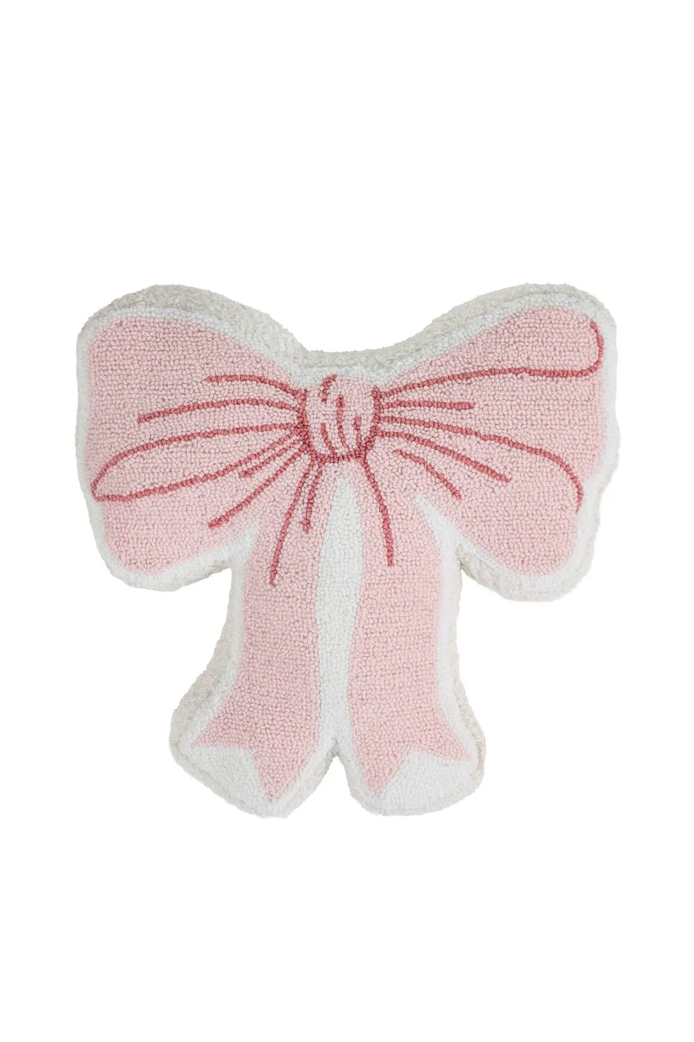 Catherine Lansfield 'Bow' Boucle 3D Shaped Cushion in Pink 3
