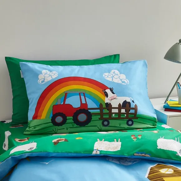 Catherine Lansfield Farmyard Animals Blue Reversible Duvet Cover and Pillowcase Set 3