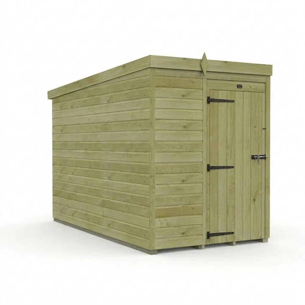 Buttercup Farm 5ft x 10ft Pent Garden Shed Single Door No Windows - Timber in Brown