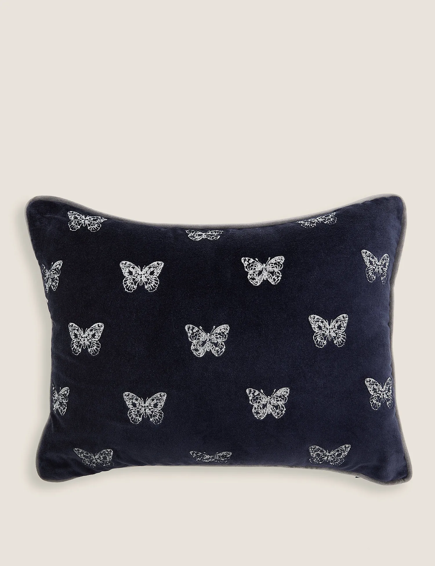 M&S Velvet Butterfly Embroidered Bolster Cushion