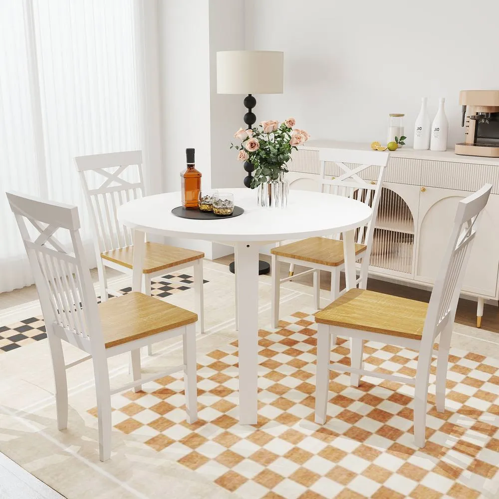 Costway Farmhouse Dining Chair Set of 2 Wooden Kitchen Chair in Natural 4