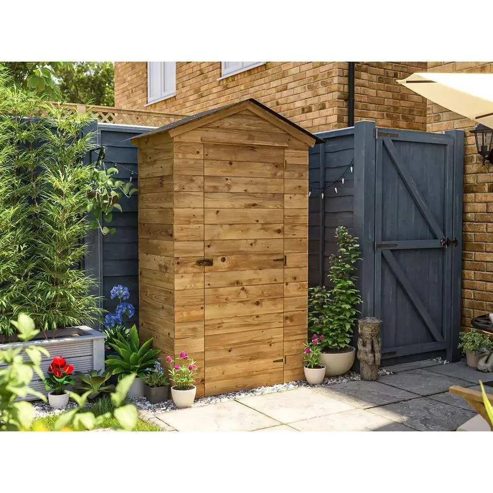Dunster House Wooden Tool Shed 2m x 1m Sentry Box Garden Storage in Brown 2