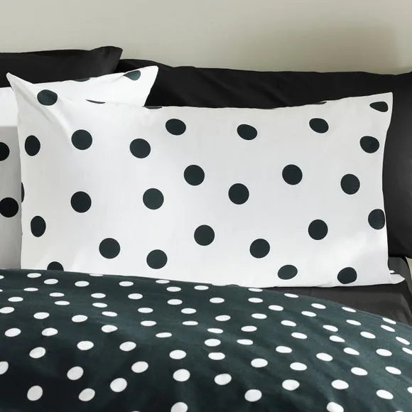 Catherine Lansfield Polka Dot Polycotton Duvet Cover & Pillowcase Set 2