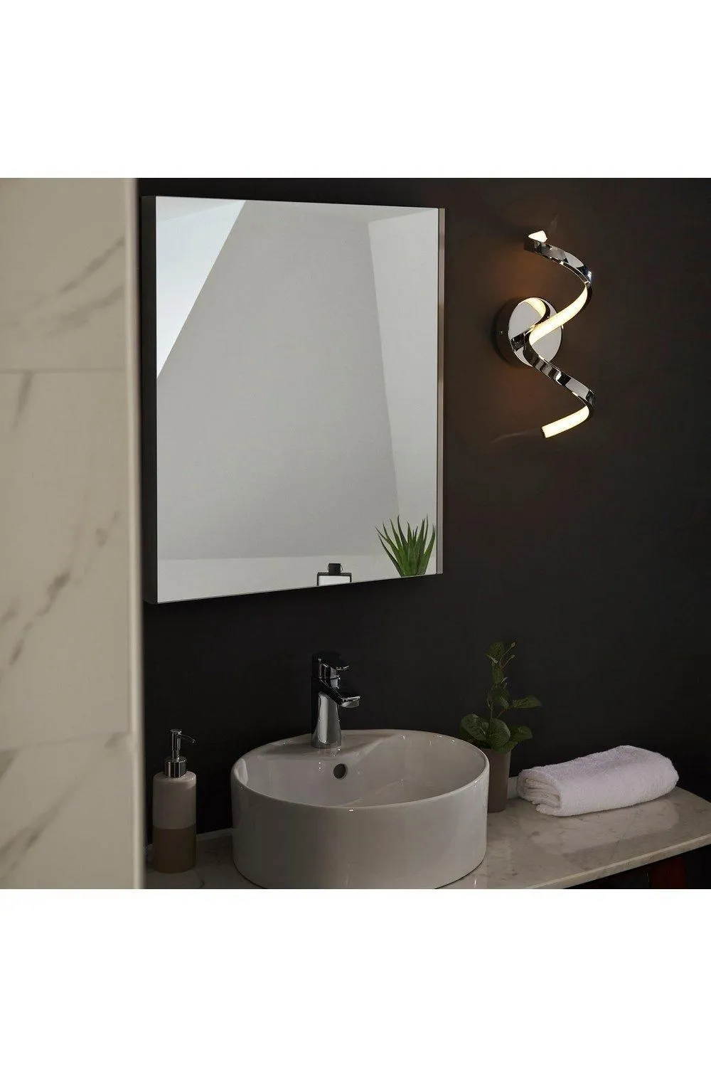 Netlighting Astral Modern Integrated LED Bathroom Wall Light Chrome Warm White IP44 in Grey 5