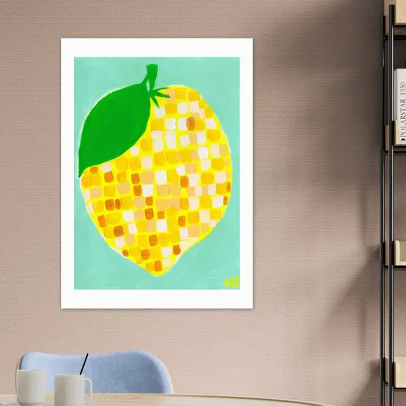 East End Prints Disco Lemon Framed Print