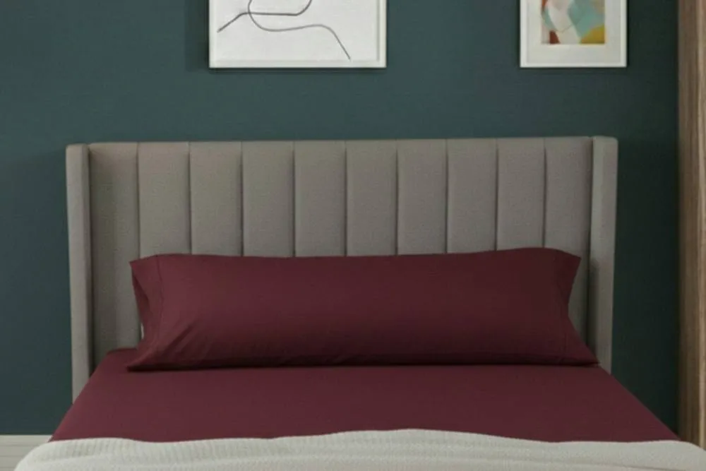 Snug City Bolster Support Pillow Pillowcase Plain Dyed Pillow Linen Easy Care in Wine