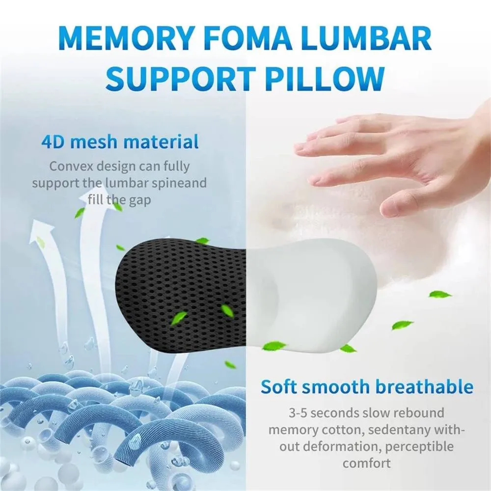 Nordara Memory Foam Lumbar Support Pillow for Car & Travel in Black