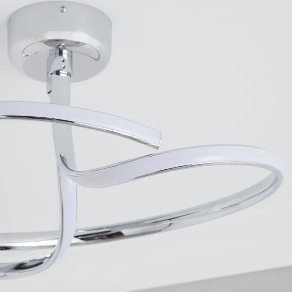 Cortez 2 Arm LED Chrome Semi Flush Ceiling Light 3