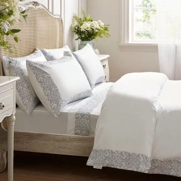 Dorma Elmley Embroidered 100% Cotton Sateen Duvet Cover & Pillowcase Set 4