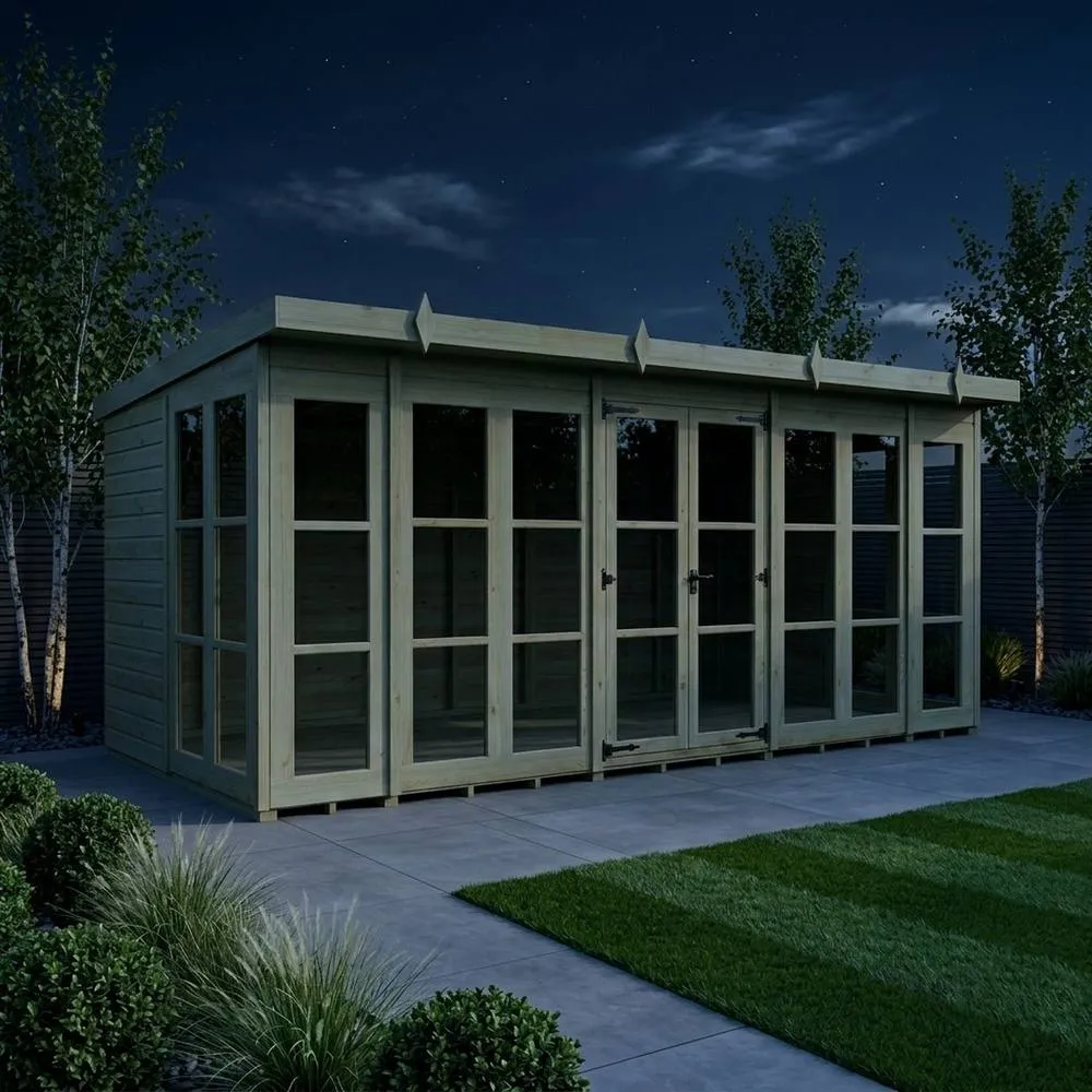 Buttercup Farm 16ft x 8ft Georgian Pent Summer House - Pressure Treated Timber in Brown 3