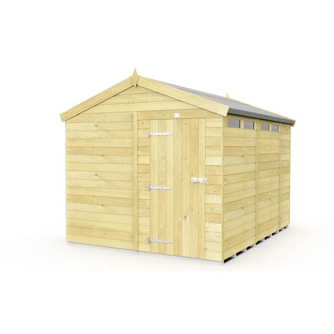 Buttercup Farm 8 x 11 Feet Apex Security Shed - Single Door - L329 x W231 x H217 cm in Brown