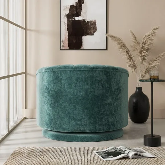Elena Luxe Chenille Scalloped Swivel Chair 2