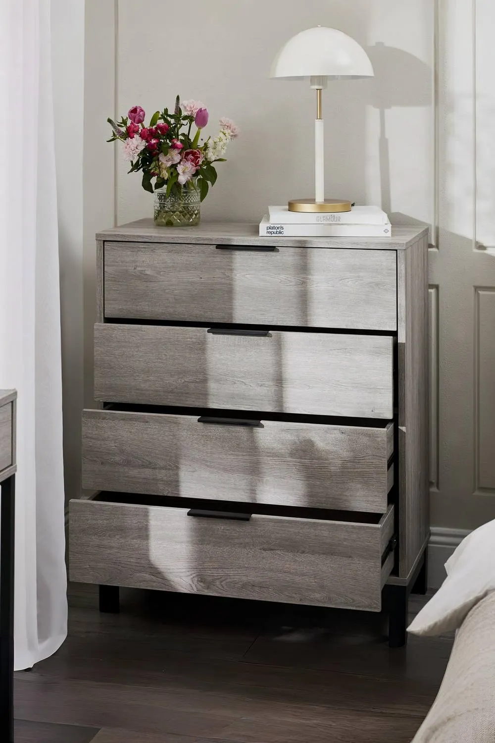 Julian Bowen Bali 4 Drawer Chest in Light Grey 2