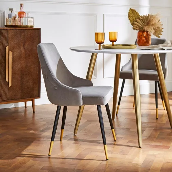 Ariana Set of 4 Grey Dining Chairs Velvet