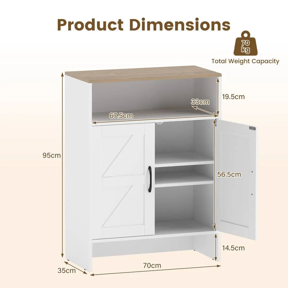 Costway Shoe Cabinet w/ 2 Barn Doors Narrow Shoe Storage Cabinet Shoe Rack in White 2