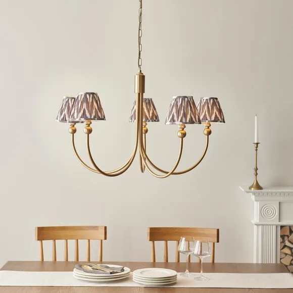 Vogue Javier 5 Light Adjustable Curve Pendant Light with Grey Zigzag Lamp Shades