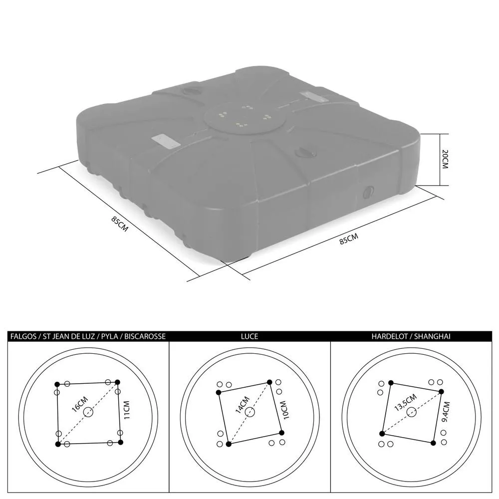 sweeek 100L fillable base for cantilever parasols 85x85cm in Black 5